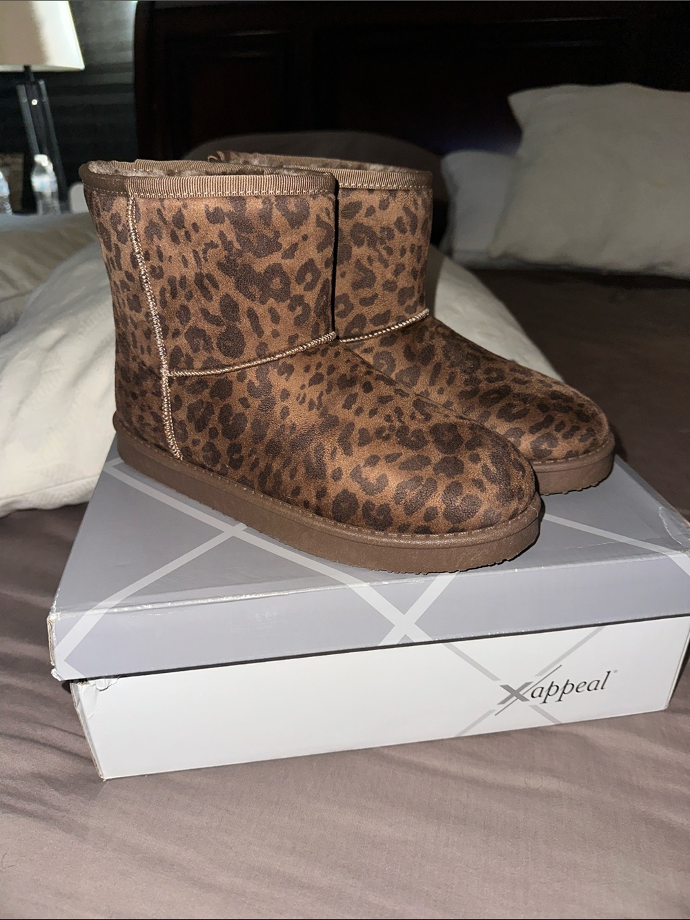 Xappeal Leopard Print Faux-Suede Ankle Boots - Brown